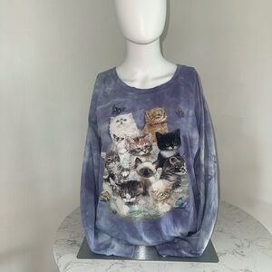 Medium size women Purple Cat Print Sweatshirt